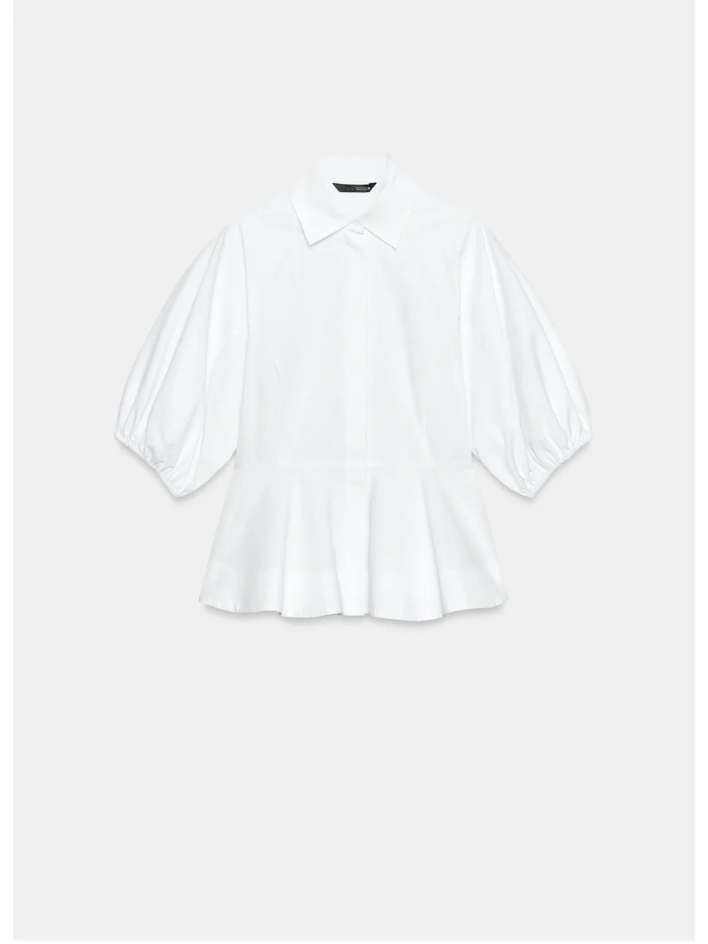Zara White peplum shirt with Puff Sleeve